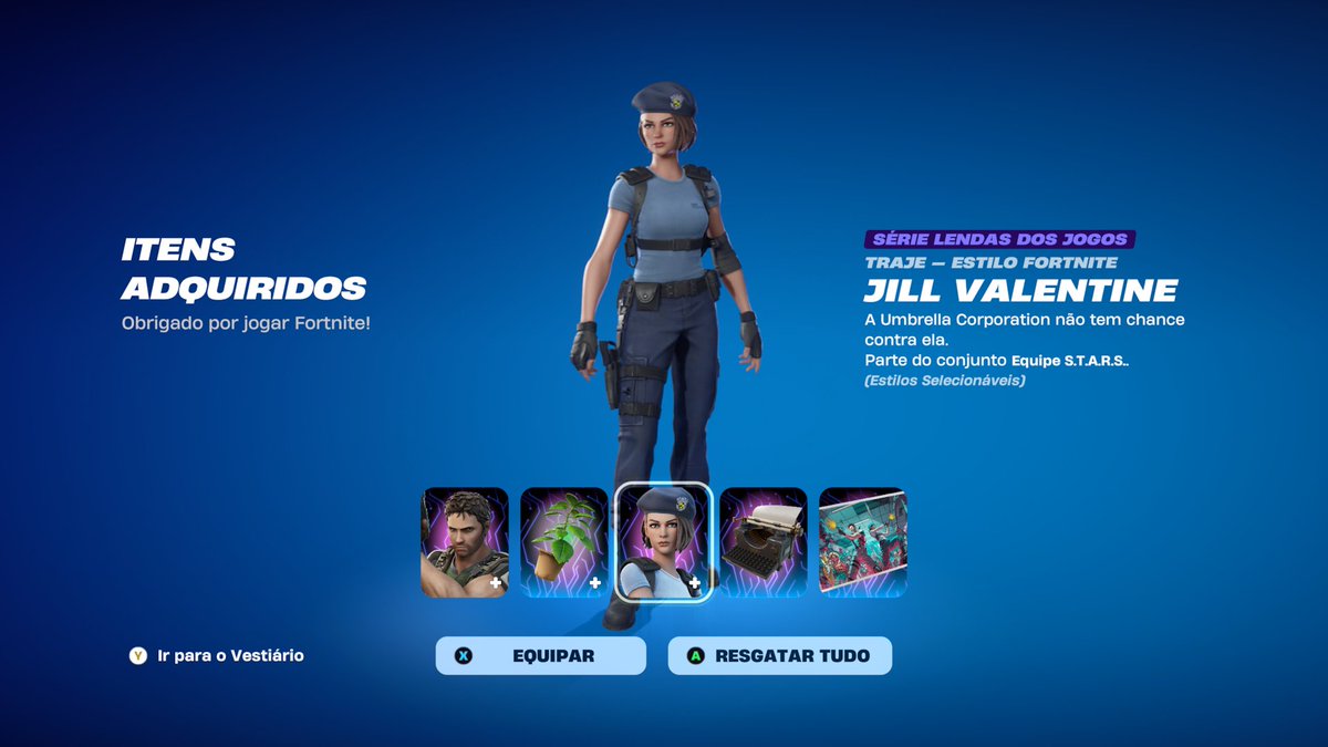 spectorante's tweet photo. Convenientemente as skins de Resident Evil voltaram pra loja no dia que eu assisti ao filme https://t.co/nSDR4MrsnH