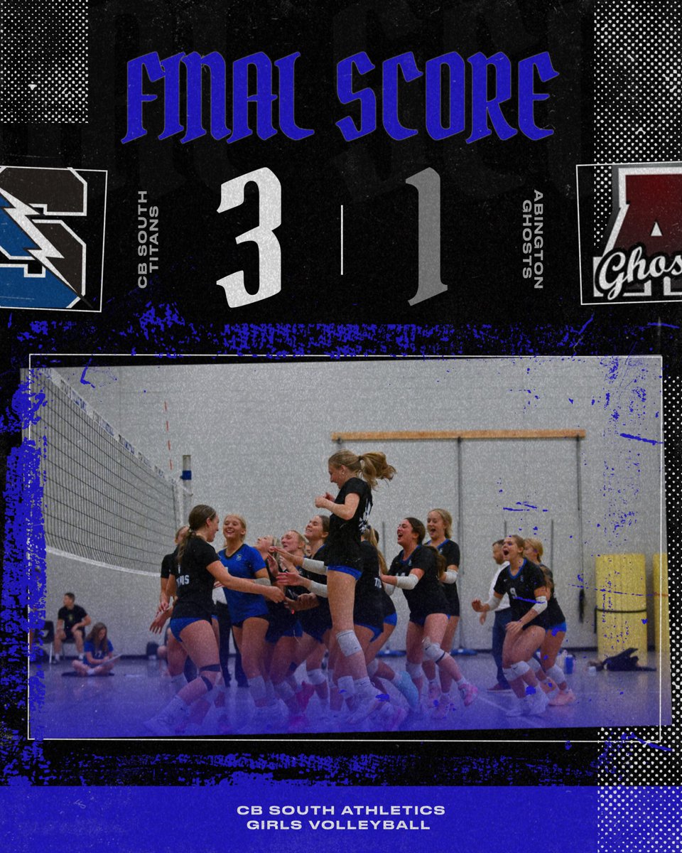 CBSouthTitans's tweet photo. FINAL SCORE: @CBSouthHS Girls Volleyball defeats host Abington, 3-1, on Friday afternoon in @SOLsports @PIAASports play! #TitansWin #Believe #ROW #CBSouthAthletics https://t.co/Qz056gTPvY