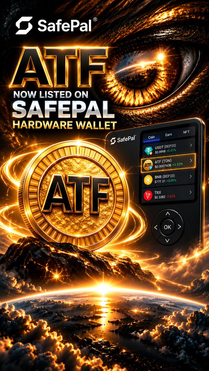 ai_trading_frx's tweet photo. ATF is now listed on SafePal!
Users can securely store their ATF on a SafePal hardware wallet, keep their Miner, and connect their SafePal hardware wallet directly to the ATF Mini App. 🚀🔐 https://t.co/8CzdR1Y4zN
