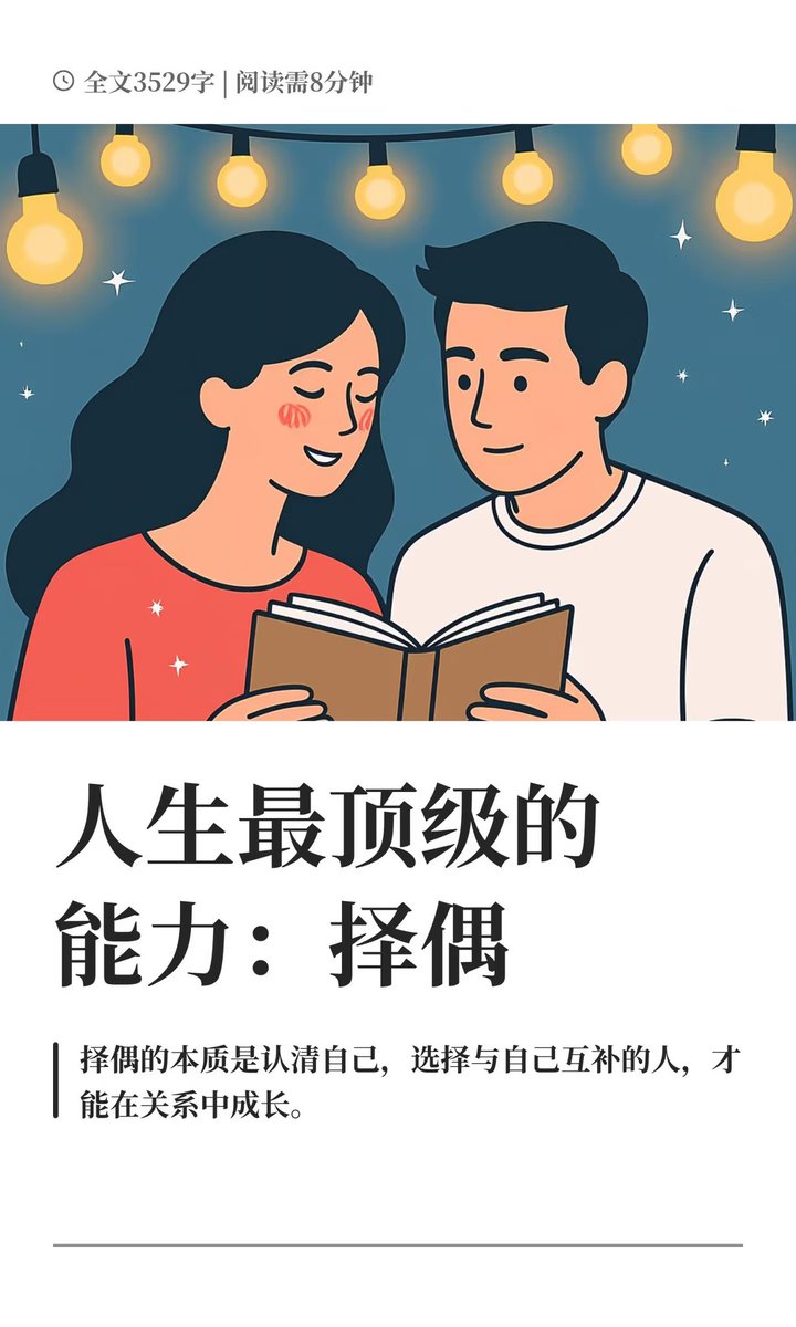 WorkSightHQ's tweet photo. 择偶的本质是认清自己，选择与自己互补的人。真正的伴侣应是完整生态系统，内在稳定且价值独立。通过理性筛选和感性体验，找到能让你成长的人，而非填补匮乏。择偶是自我修炼，最终修成完整的自己，辨认同样完整的人。 https://t.co/XPoa2AGG7R