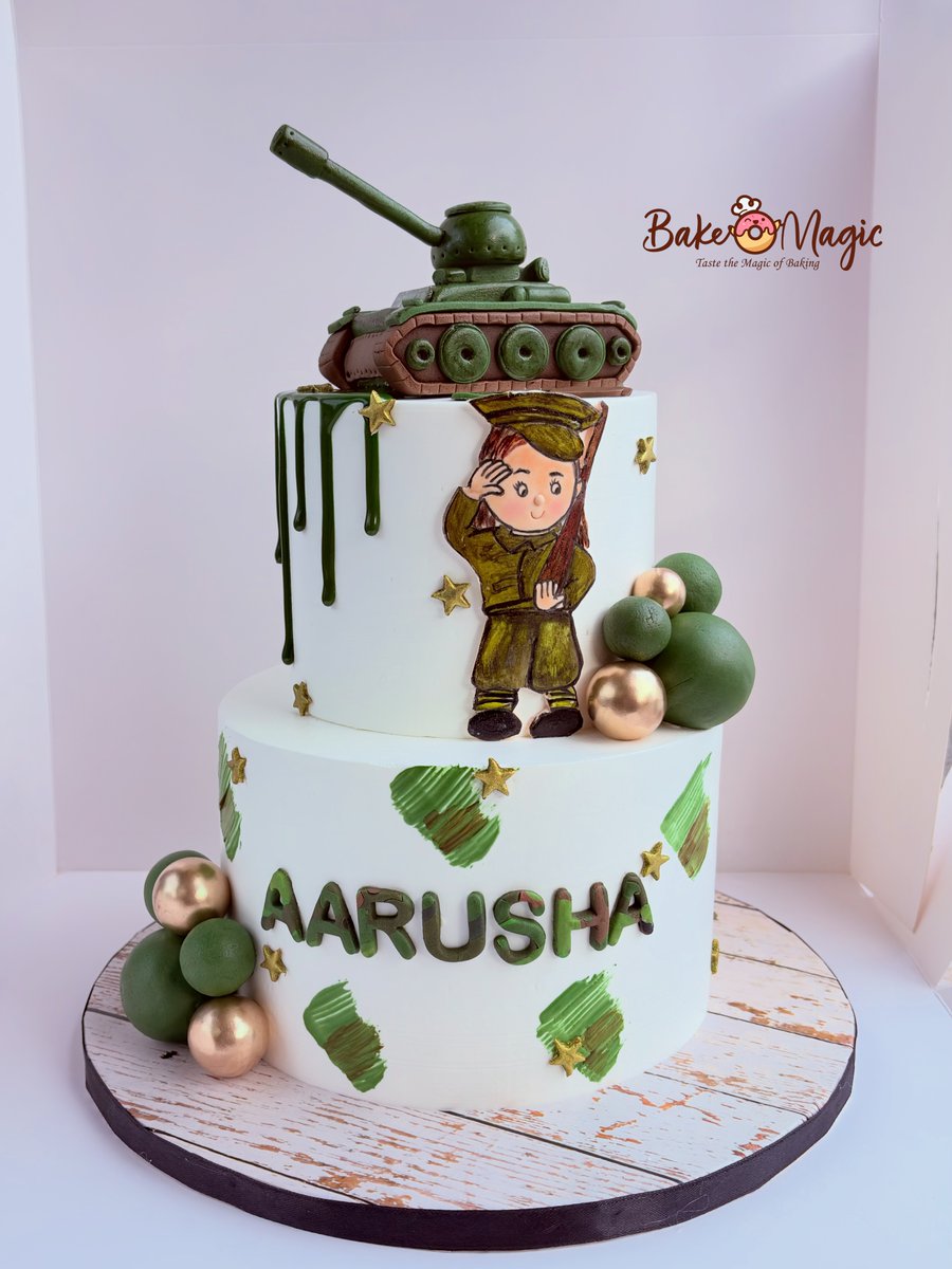 marquinbrown's tweet photo. I’ve made cakes for this brave little girl since her 6-month birthday. This year, she requested an army-themed cake, inspired by the heroes she looks up to. Happy 6th Birthday, little soldier at heart! https://t.co/GUuZzG69LA