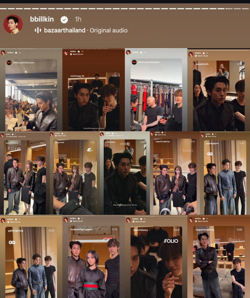 lovebutterfly__'s tweet photo. Literally never saw Billkin with such stitchy ig story update ever since i followed him. He didnt do this at his two previous appearances at fashion week. Boy is sure excited bcs he is with PP this time, his other half. No one can tell me otherwise😏 https://t.co/mYZkxVutGL