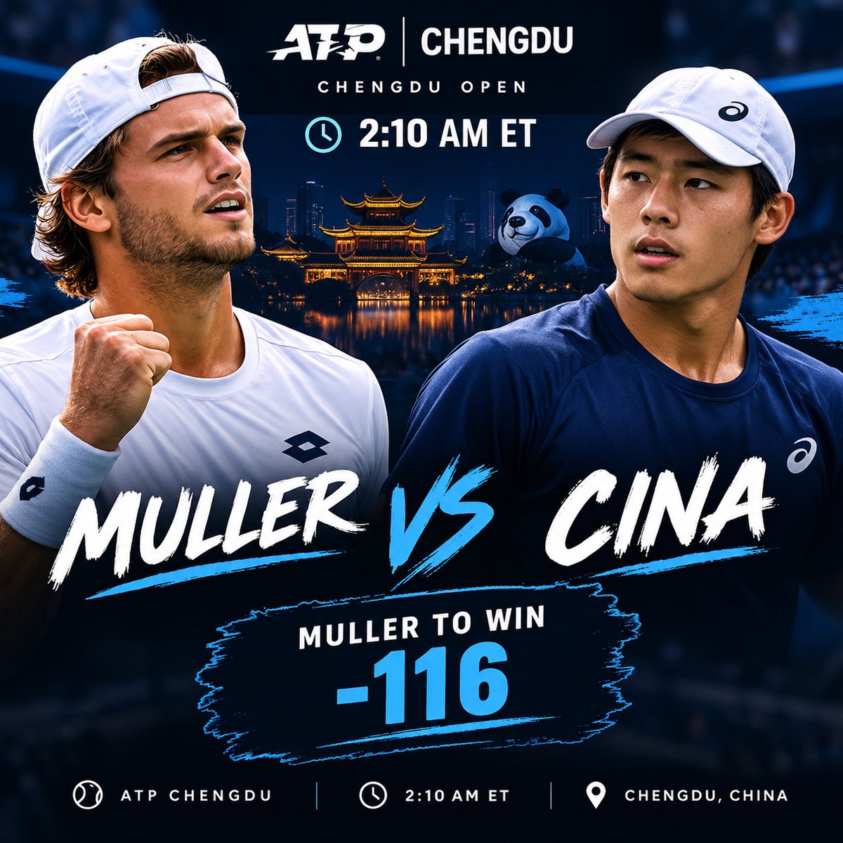 betbozosbb's tweet photo. Sorry for the wait! Maal is back off his hiatus, he needed a few calibrations. 

Muller is in good form and he should win in 2 sets…..place this bet and wake up to cash. Simple. 

If you really wanna smash shit add Fokina & J. Cerundolo to go over 22.5 games at -112. 

You’re welcome. 

Come check us out, NO PAYWALL! 

#bettingbozos #cina #muller #fokina #cerundolo #atp #chengdou #nopaywall #freeski