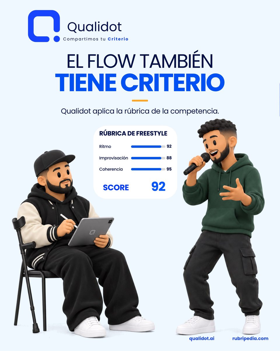 qualidot's tweet photo. El flow también tiene criterio. 🎤 Qualidot evalúa ritmo, improvisación y coherencia con la rúbrica definida para cada competencia.

#Qualidot #IA #Freestyle #Evaluacion https://t.co/BWELsKel14