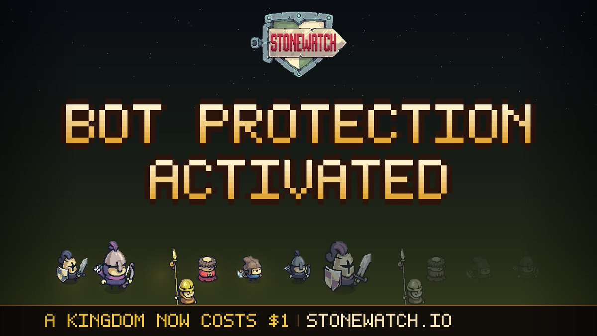 stonewatch_rh's tweet photo. To prevent bots from opening thousands of accounts, we implemented a symbolic registration fee (~$1) to build new kingdoms 🫡 

Enjoy a fully organic war experience, my lords ⚔️ https://t.co/Ut2GfQzLr4