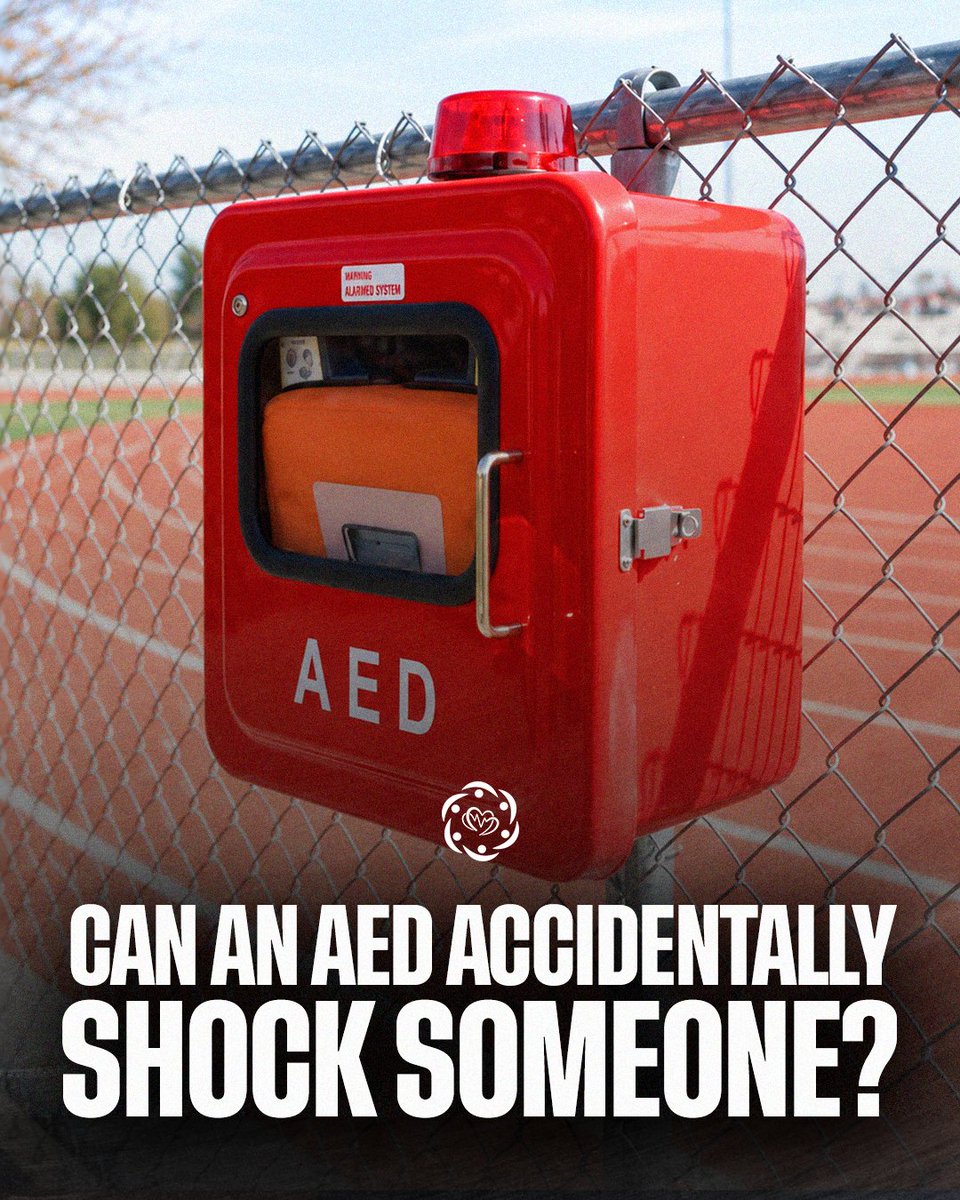 HuddleForHearts's tweet photo. Can an AED hurt someone?
An AED will never deliver a shock if the heart is functioning normally.
This misunderstanding prevents AEDs from being used as often as they should be.
Learn more about AEDs and how easy they are to use - link in bio.
Anyone can save a life.
#AEDs https://t.co/8d6K53vLqG