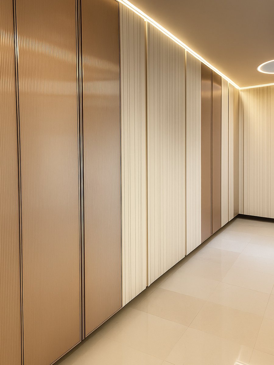 violetjacksonzc's tweet photo. Champagne fluted glass meets modern minimalism. A perfect blend of soft tones, clean lines, and luxurious textures, redefining wardrobe elegance. https://t.co/V9aHTuDQp3