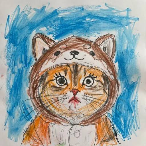 Xhinael's tweet photo. little brother drew this CATE https://t.co/D56Pz5UlUu
