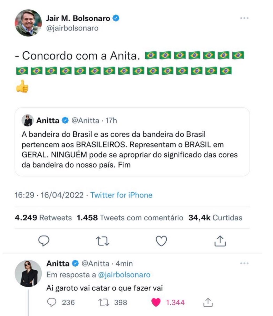 kaynitta_'s tweet photo. me lembrei de quando a Anitta dava cada fecho no Bolsonaro kkkkkkkk https://t.co/H9KAB2UYR9