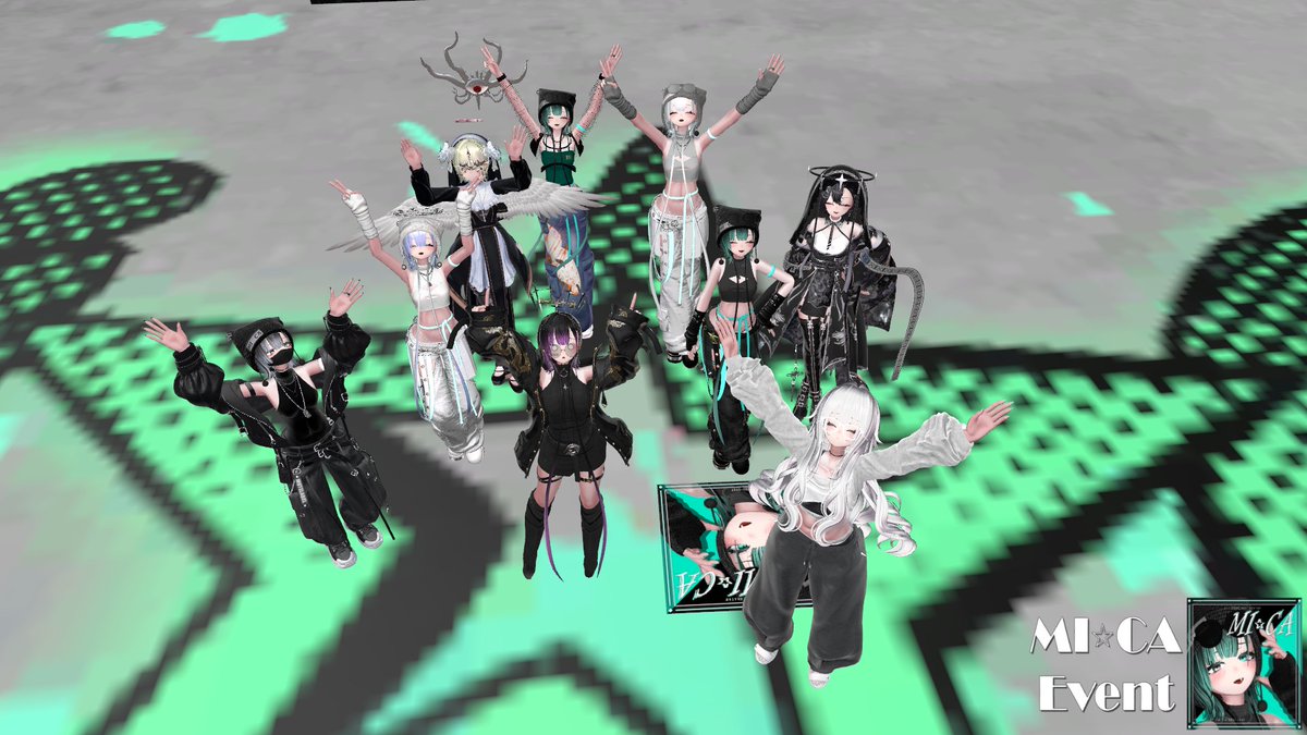 gabupanda25's tweet photo. 残り組で集合写真❣

MI☆CAの☆部分で一緒にビクトリー!!!!!!!!!!!
#MICA_3D #MICA_FC #VRChat https://t.co/Mu4eYWvkuA