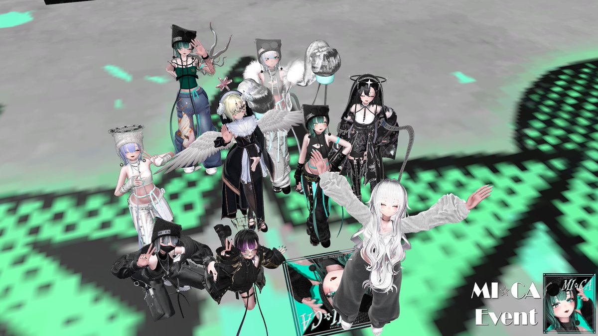 gabupanda25's tweet photo. 残り組で集合写真❣

MI☆CAの☆部分で一緒にビクトリー!!!!!!!!!!!
#MICA_3D #MICA_FC #VRChat https://t.co/Mu4eYWvkuA