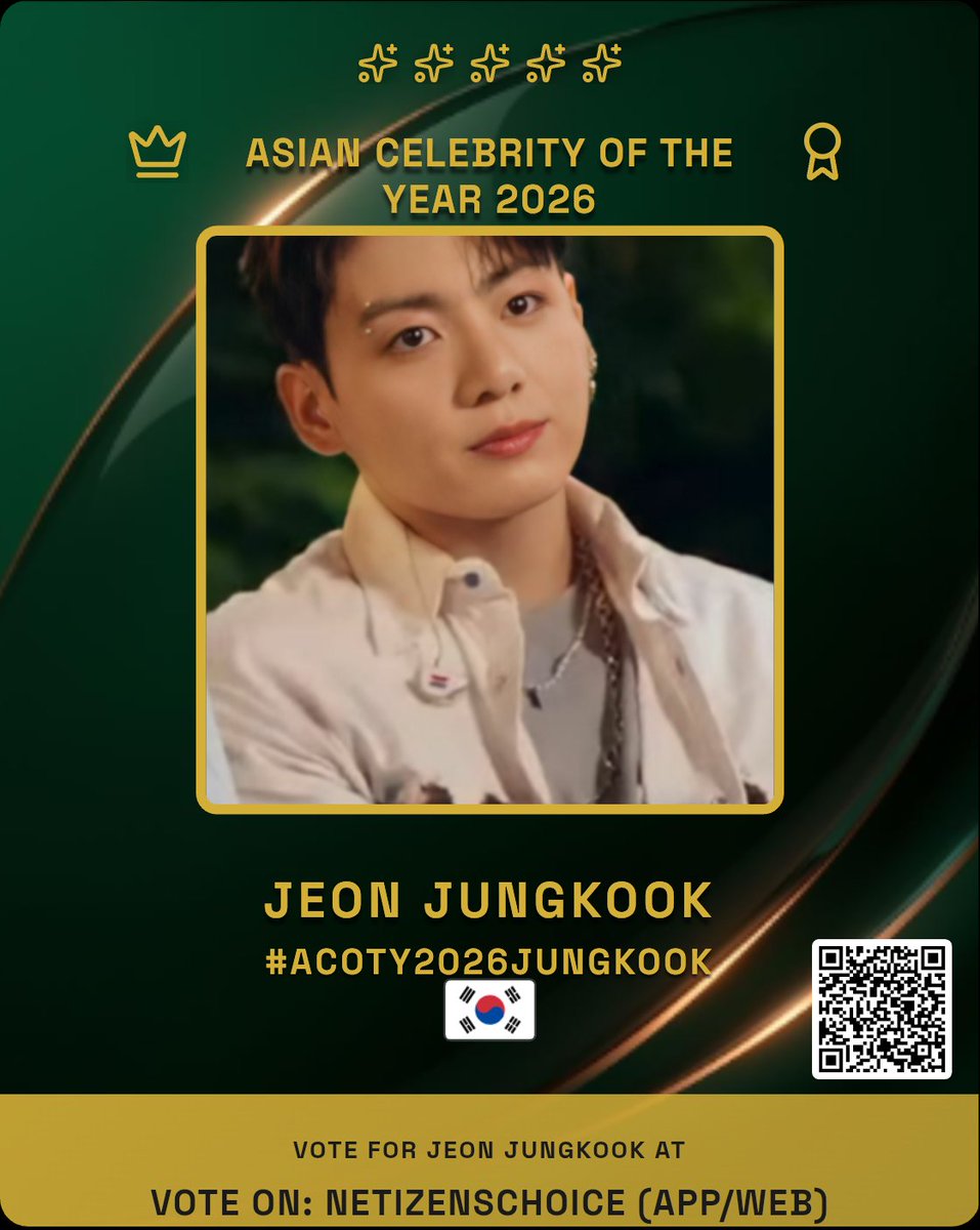 SOMEBODYJK01's tweet photo. I voted for Jeon Jungkook in  Asian Celebrity Of The Year 2026! Vote now: https://t.co/Id3Ja2Ukfr https://t.co/RmDG36usQe