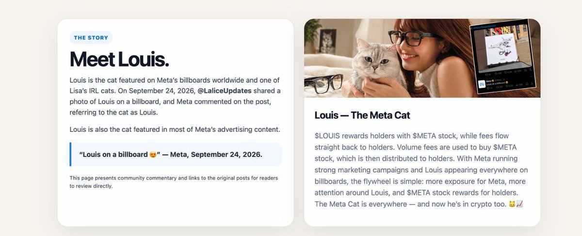 LouisMetaCat's tweet photo. We have done some changes on Louis’s website.

Now we use the real Louis - same as he is IRL. 🐈 

FOMO button integration on the website is coming so that Louis KPOP fans can buy with credit card.

Watch $LOUIS onboard fresh people and normies in crypto!

#kpop #lisa https://t.co/vvmsAydktt