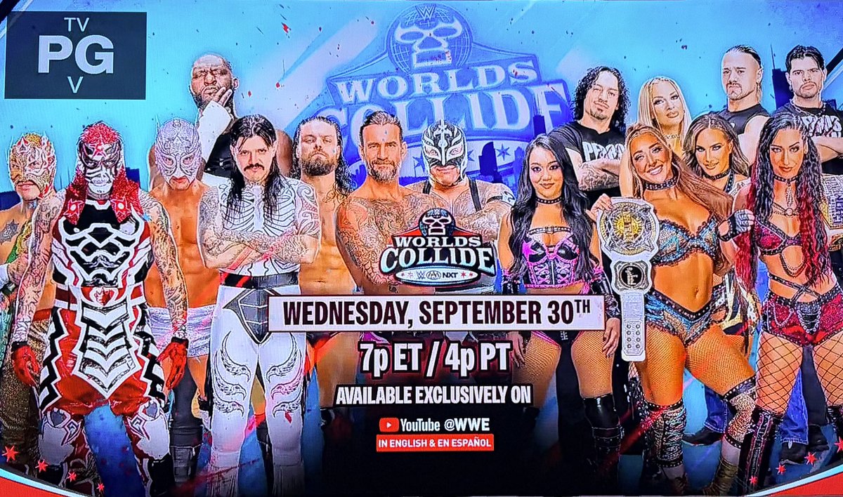 FadeAwayMedia's tweet photo. 🚨 ANNOUNCED Worlds Collide will air on Youtube September, 30th. 

#Smackdown https://t.co/x9XZdUz1Q5