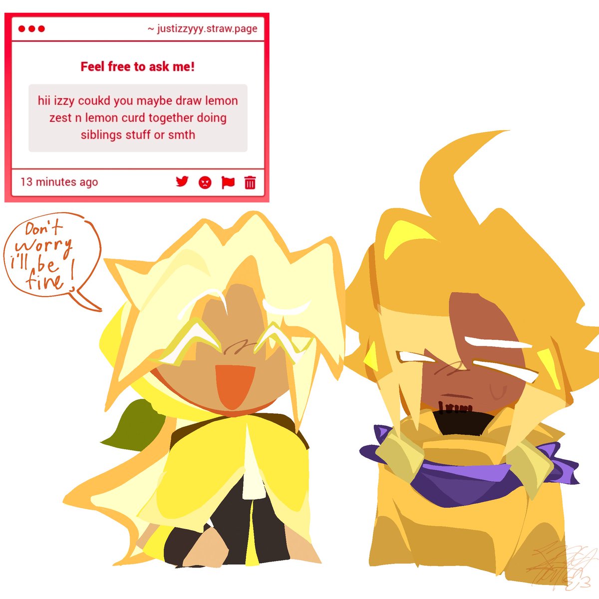 MeepmeepIzzy's tweet photo. Oomfs art requests✨️✨️✨️
#crtoa #divinecreamcookie #lemoncurdcookie #lemonzestcookie https://t.co/ihW2mC9358