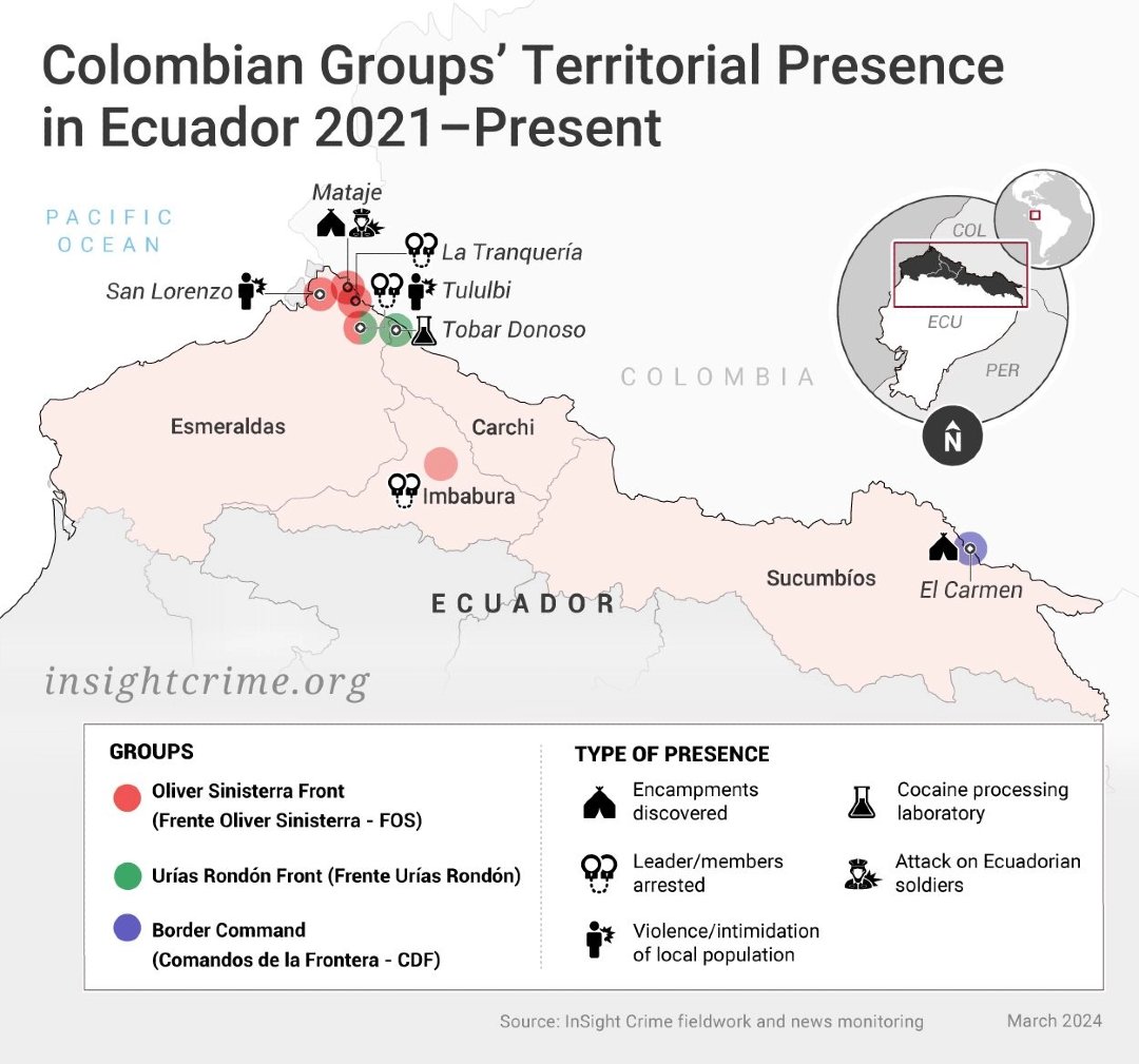 InSightCrime's tweet photo. 🇪🇨Ecuadorian authorities arrested 32 people they linked to the Jalisco Cartel New Generation during a joint operation with the United States. What role do foreign groups play in Ecuador’s criminal landscape? https://t.co/ZpgXGyI0uU https://t.co/YFuu4HQj3X