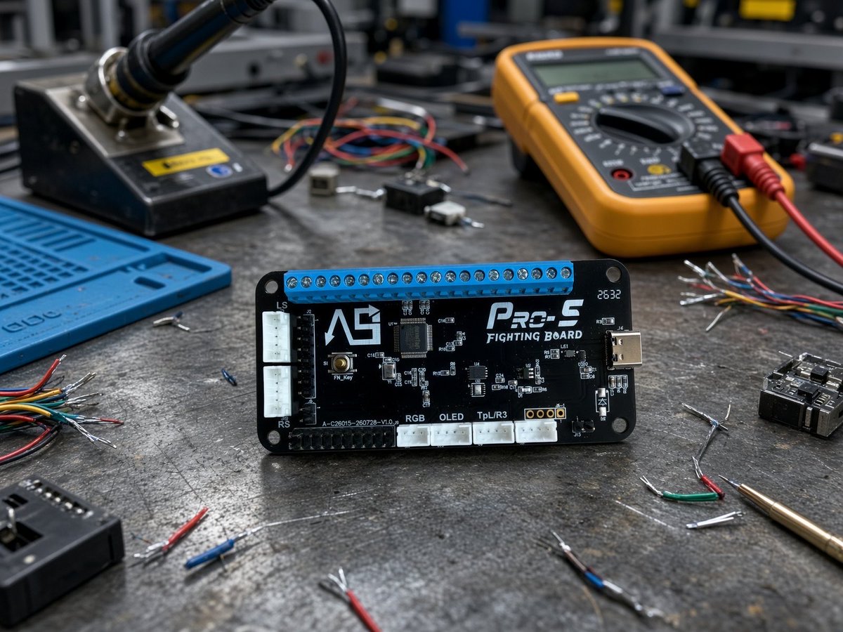 goldenlever's tweet photo. Introducing the Brook PRO-5, a fighting game controller PCB designed for professionals.

We noticed that many pro players worry that not all PS5 consoles are configured correctly at competitions, which can cause performance issues. We worked with @brookgamingfans to provide a solution “PRO-5 Fighting Board”.

Key features:
Native PS5, also compatible with PC, PS4, and NS.
OLED display, RGB lighting, and Fighting Board Center software.
Now running at 1000Hz on both PC and PS5 (previously 500Hz on PS5). You no longer need to adjust your timing between PS5 and PC when both have the same polling rate.

Also available at @Attasa and #EVOFrance
