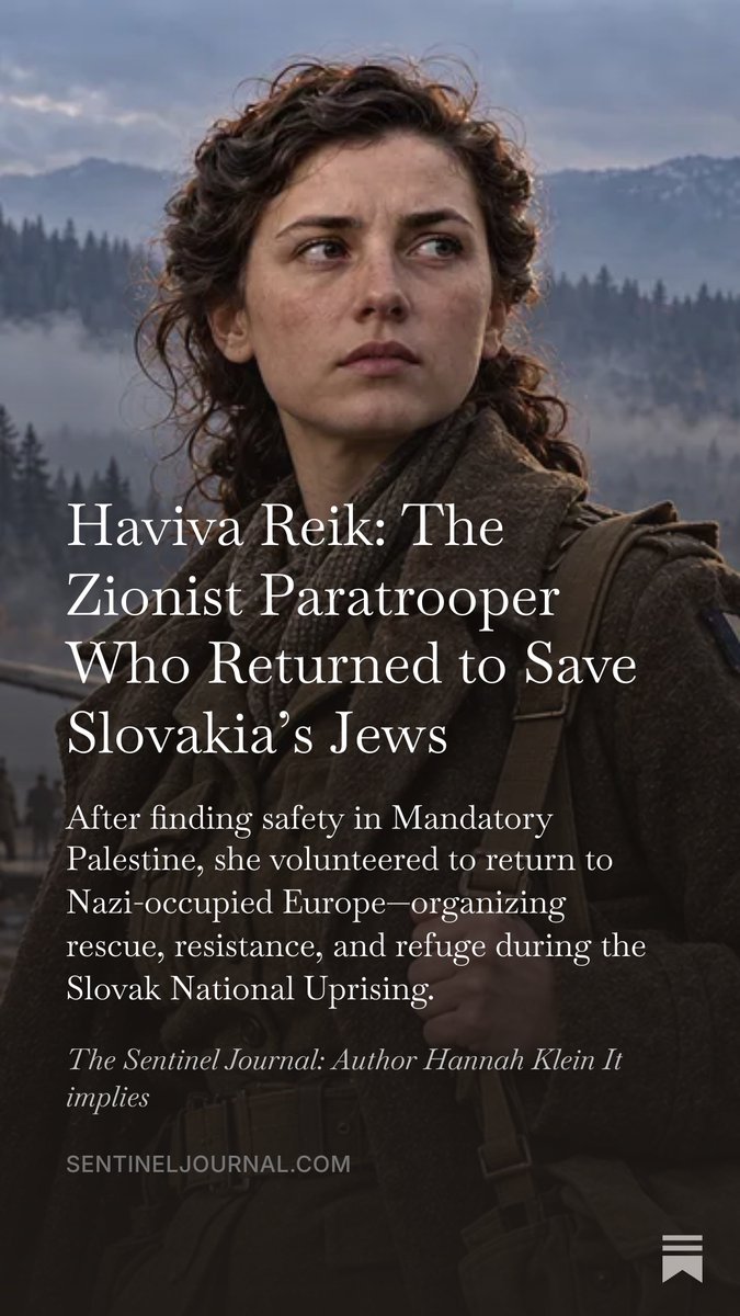 hannahkauthor's tweet photo. Haviva Reik found safety in Mandatory Palestine—then returned to Nazi-occupied Slovakia to help Jews and resistance forces.

My new subscriber-only essay explores her Zionism, courage, and sacrifice.

https://t.co/XFeXIV7w8B

#HavivaReik #JewishResistance https://t.co/2YR6GNf1bl