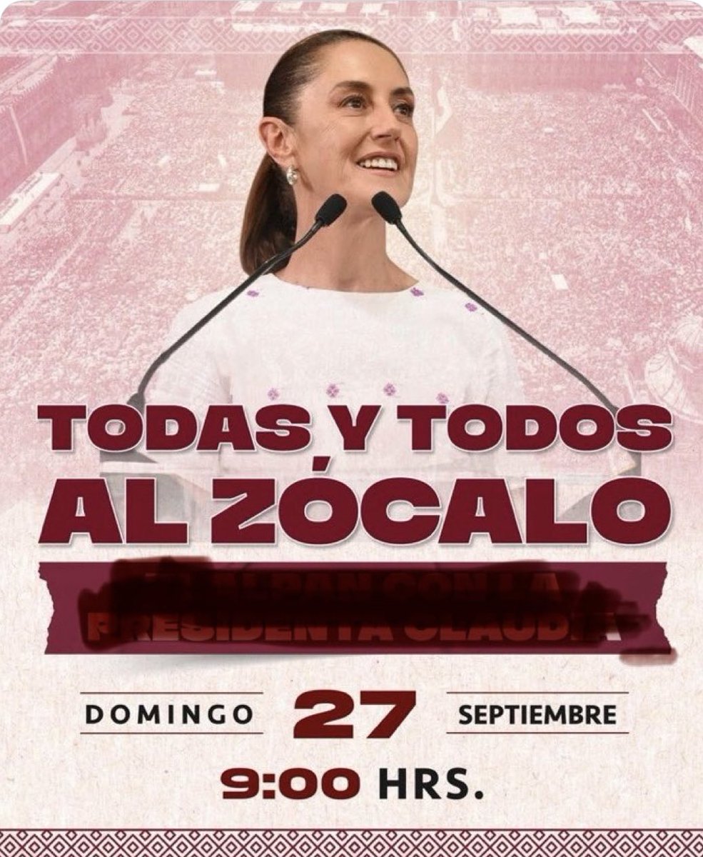 nomentirnozwzj's tweet photo. TODOS AL ZÓCALO 
Domingo 27 de septiembre 
A las 9 de la mañana 
@Claudiashein 🩷🇲🇽🩷🇲🇽🩷 https://t.co/ZnPr2SmMi1