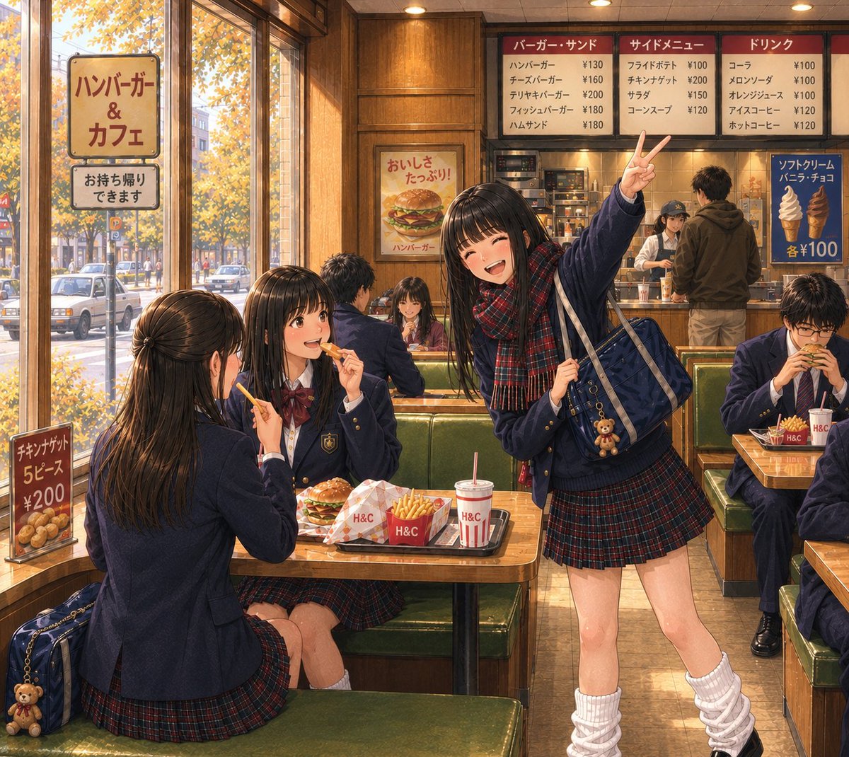 djdj6572's tweet photo. 1996年、秋。
放課後の小さなカフェ。

ハンバーガーを頬張りながら、
くだらない話で笑い合った。
夕暮れの窓に映る私たちは、
あの時間がずっと続くと信じていた。

あの日の笑顔は、
今も心の奥で輝いている。

#詩 https://t.co/xID0XwqAig