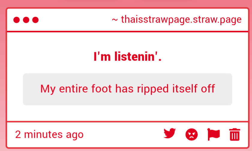 5K00T's tweet photo. Are you being intentionally dense? Your foot has not come off. https://t.co/foP8doa1I6