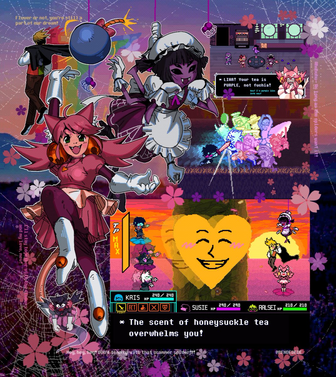 Bendedede's tweet photo. followup where pink and muffet team up https://t.co/QsXBoTRIBd