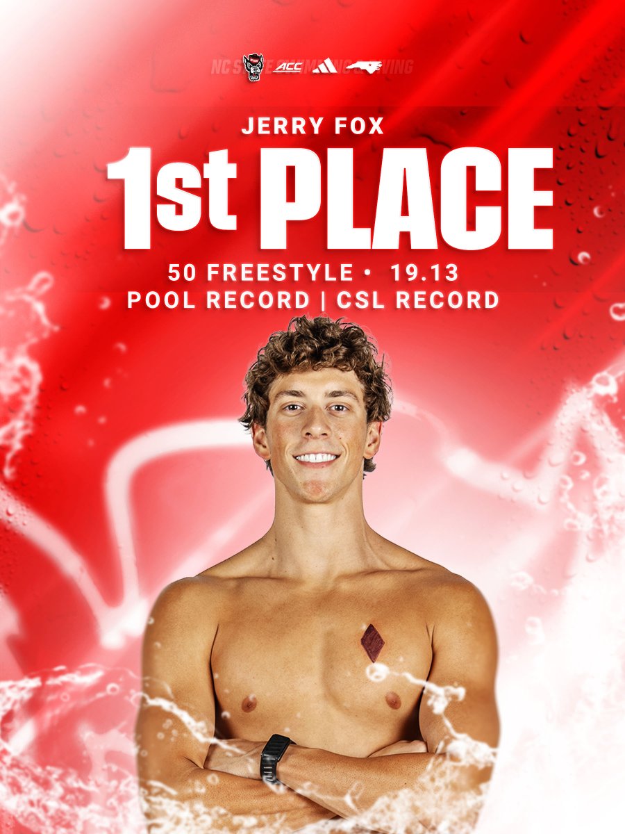 packswimdive's tweet photo. 1-2 finish for Jerry and Wells in the 50 free!!! Fox secures his second CSL record of the evening touching the wall at 19.13!! 

#GoPack https://t.co/0P8TPt628H