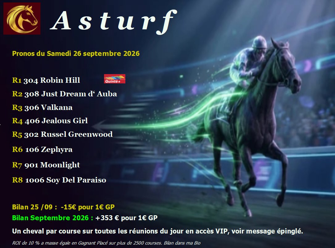 asturf_'s tweet photo. 🔎Voici la liste des chevaux du jour. 
📷Retrouvez la liste complète : 1 cheval par course sur toutes les réunions du jour dans l'accés VIP (voir le message épinglé) #Quinté #Turf #Hippodrome #CourseHippique #PronosGratuit #Pmu https://t.co/gDbtfontyt