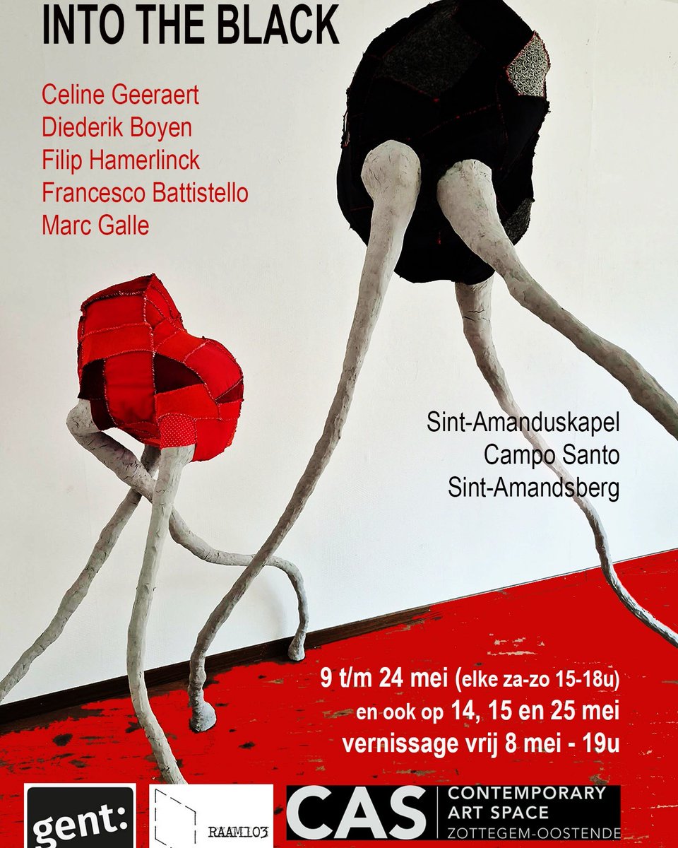 hazelmitchelll4's tweet photo. This weekend and next, we invite you to the “Into the Black” exhibition at the Sint-Amandus Chapel in Campo Santo, Sint-Amandsberg. Organized by CAS and VZW Raam. We’ll be there to welcome you personally. https://t.co/LPouYaQ5HL