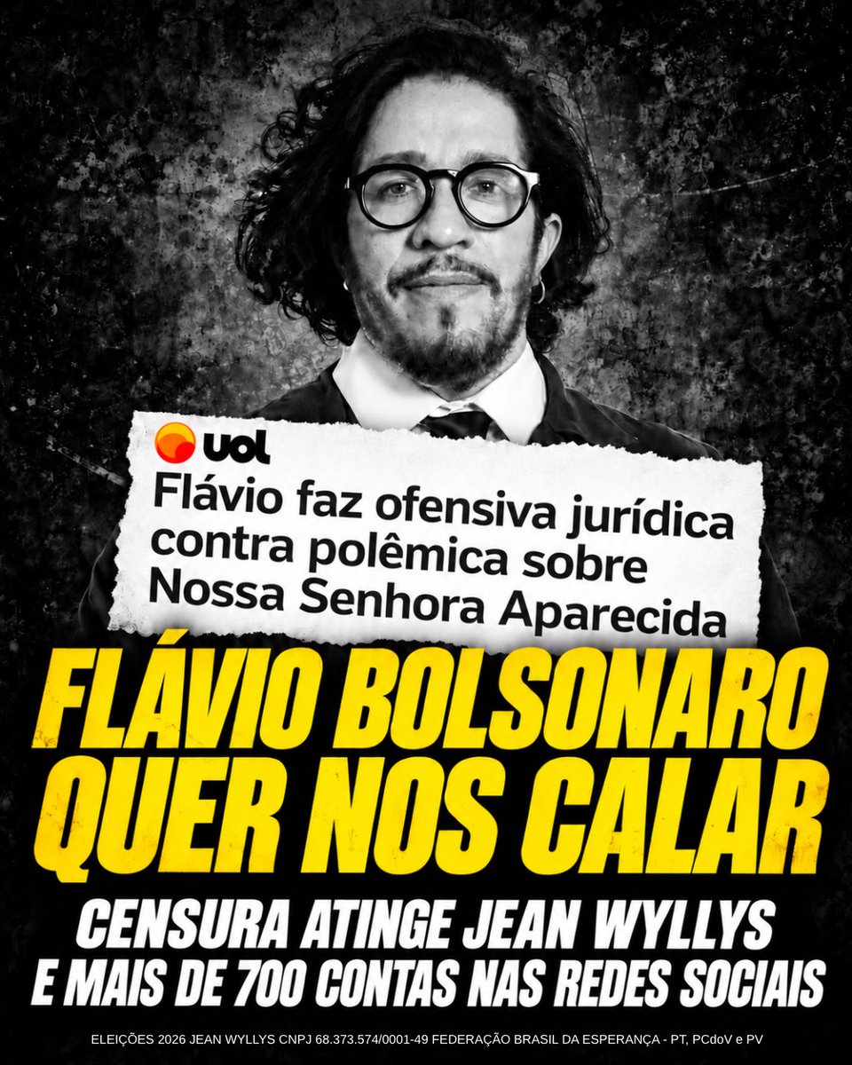 jeanwyllys_real's tweet photo. André Mendonça determinou a derrubada de mais de mil publicações de cerca de 700 perfis nas redes sociais. A lista foi montada e entregue ao TSE pelo próprio Flávio Bolsonaro. O meu perfil está nela.

Tudo começou com uma ação contra um único post, do Antonio Tabet, que sequer citava o nome do Flávio. A partir dele, o Flávio voltou ao processo com um levantamento feito pela própria equipe e transformou uma publicação em centenas de alvos.

Isso é gravíssimo e precisa ser dito com todas as letras: um candidato apontou quem deveria ser silenciado, e essa lista foi repassada às plataformas sob pena de multa diária de R$50 mil. 

Parlamentares, movimentos sociais, lideranças religiosas, perfis de humor e cidadãos comuns foram colocados na mesma planilha, sem justificativa  individual do que cada um publicou. 

O próprio ministro relator reconheceu o perigo. Ele escreveu na decisão que a medida não pode servir para suprimir manifestações desfavoráveis ao candidato. 

O risco foi admitido no papel, e mesmo assim a lista seguiu adiante.
O que está em jogo vai muito além do meu perfil. É o direito de qualquer brasileiro criticar um candidato sem medo de ser apagado.

É importante que o Plenário do TSE reveja rapidamente esse decisão. 

Seguirei denunciando as ameaças que o projeto bolsonarista representa sem medo de ser calado. Resistiremos compartilhando nossa voz. Compartilhe este post nas suas redes.
