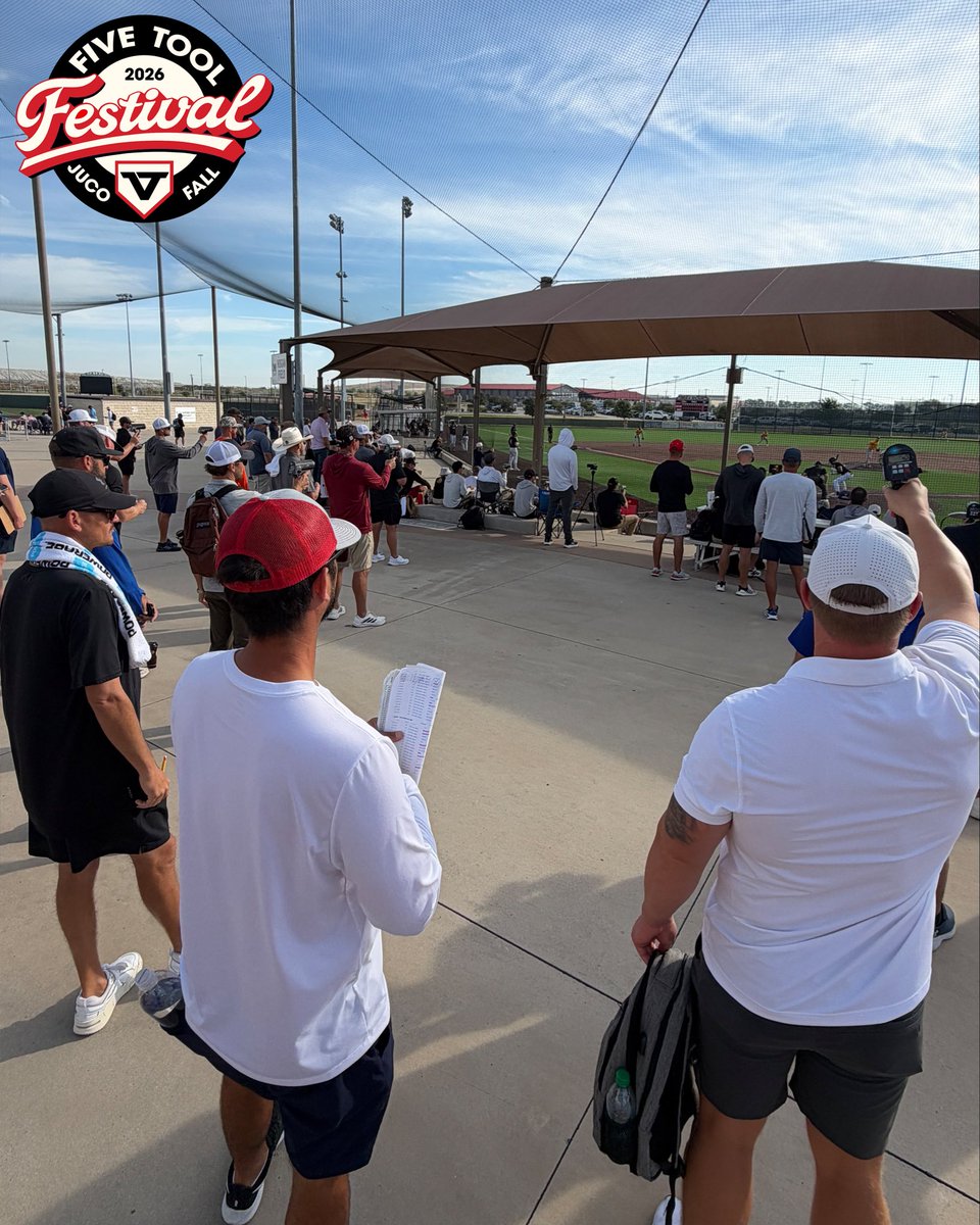 FiveTool's tweet photo. 👀 JUCO boys get eyes.

The 2026 @FiveToolJUCO #FallFestival had over 180 college coaches and MLB scouts from over 105 different organizations.

#WatchEm https://t.co/9HLHfCmZO6