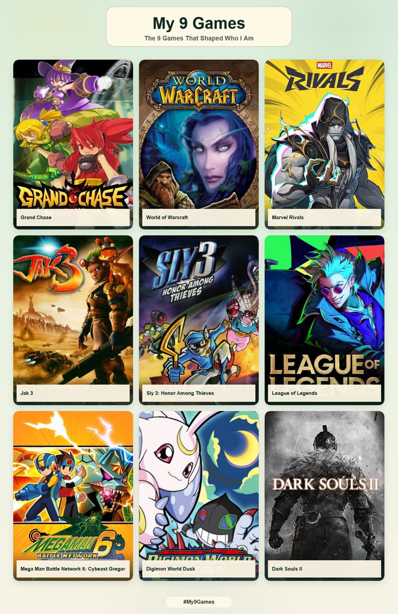 HirakoNox's tweet photo. my 9 games https://t.co/7hov7DXMM2