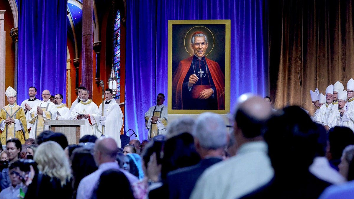 foxnewspolitics's tweet photo. Archbishop Fulton Sheen was formally beatified Thursday in St. Louis, drawing President Trump and Pope Leo XIV into a celebration of the Catholic broadcaster who captivated 30 million viewers with nothing but a chalkboard and a message about faith, morality and the dangers of communism.

Conservative commentator Michael Knowles told Fox News Digital that Sheen could deliver the exact same message today and be instantly branded a "far-right extremist." Knowles argued Sheen's unapologetic Catholic teachings on sex, marriage, human nature and anti-communism would put him squarely in the crosshairs of modern cancel culture — but that the archbishop would have "the last laugh in heaven."

Sheen's beatification rests on a miracle attributed to his intercession: a child born in 2010 without a heartbeat or respiration who revived after 61 minutes and recovered to full health. Pope Francis approved the miracle in 2019, and Pope Leo XIV — who himself encountered Sheen's evangelization growing up — gave final approval for Thursday's ceremony.

Full story here https://t.co/YaUTJI7H4J