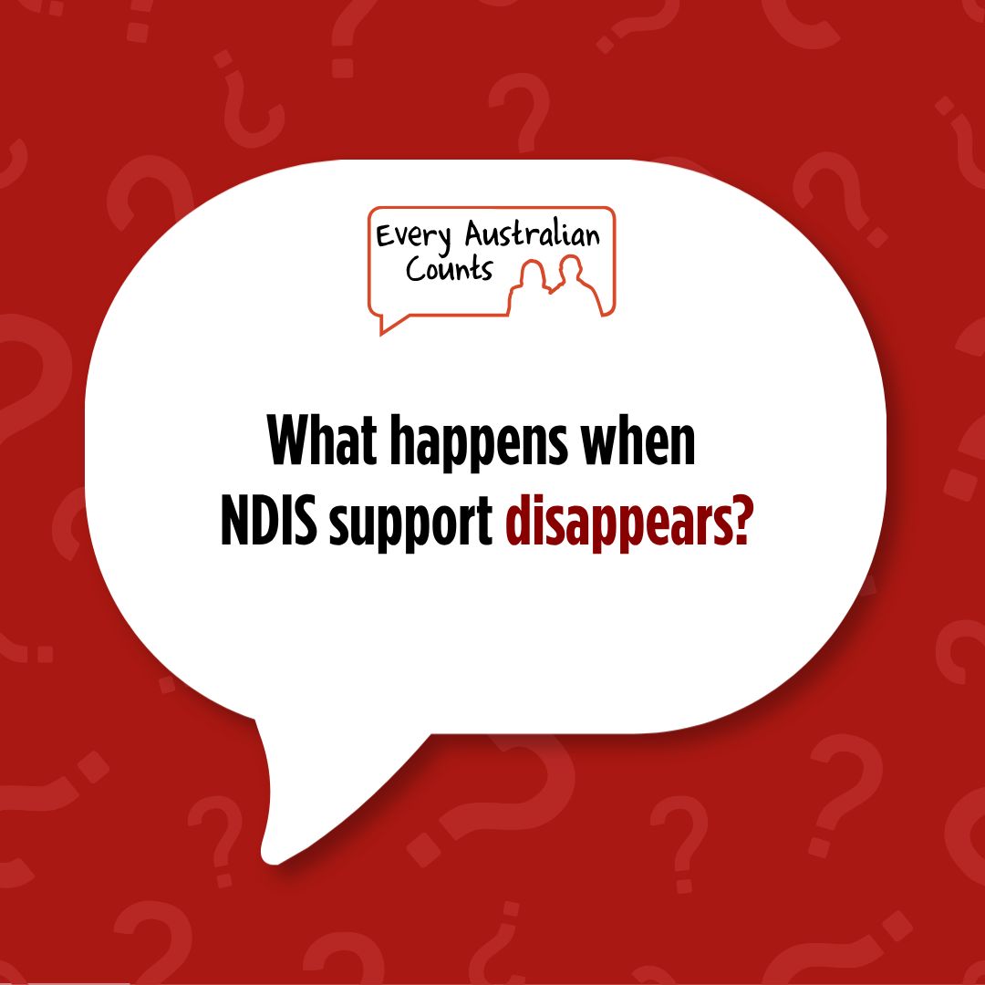 EveryAustralian's tweet photo. NDIS cuts are becoming real.

Now show us what happens.

What changed? What replaced it? Did it exist? What happened to you?

Tell EAC 👇
https://t.co/V0GsOE8utg

We’ll keep listening and holding decision-makers to account.

#ProtectOurNDIS #EveryAustralianCounts https://t.co/DZeNuVj7so