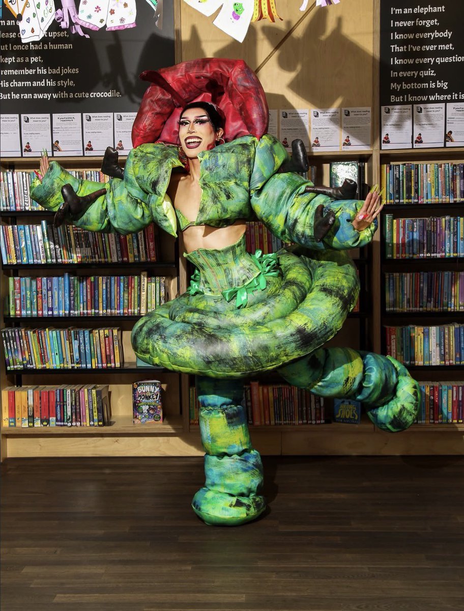 Drag_Crave's tweet photo. Tequila Thirst looks vibrant in her unaired ‘Booked and Blessed’ runway for RuPaul’s Drag Race UK series 8. https://t.co/nSoFqpAsFi