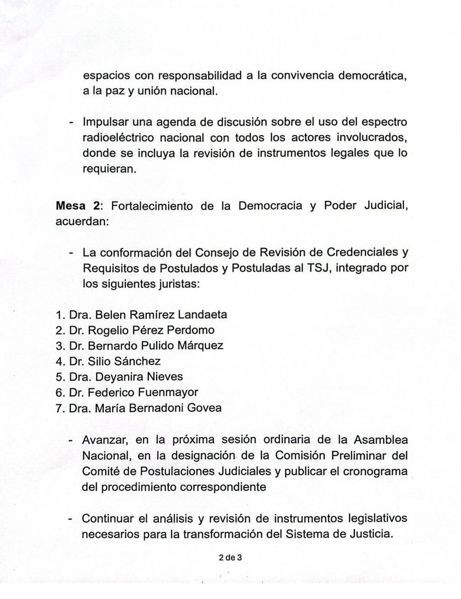 Dinorahfiguera's tweet photo. Acuerdo del segundo ciclo de las delegaciones Asamblea Nacional 2015 y Gobierno Interino. https://t.co/YDJo1AcG9D
