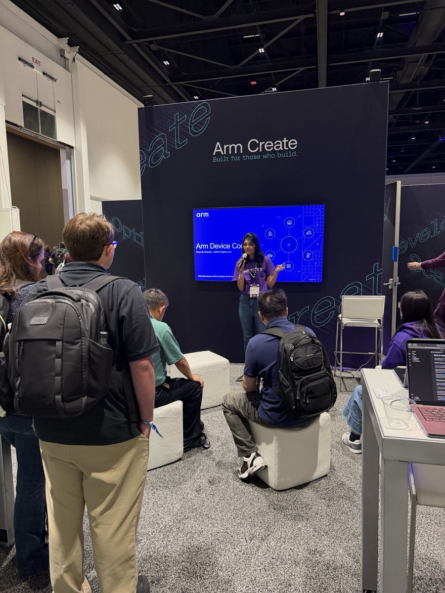 ArmSoftwareDev's tweet photo. ICYMI this week at @WeAreDevs World Congress North America, the Arm team took the stage to explore how developers can build, deploy, and run AI directly on physical devices.
 
From navigating the practical challenges of constrained compute and connectivity to enabling on-device vision AI without relying on the cloud, the sessions offered a look at what it takes to bring AI into the physical world. 🚀