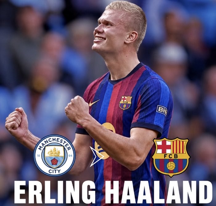 FullTime90X's tweet photo. 🚨🇮🇹 Fabrizio Romano on Erling Haaland’s potential move to Barcelona:

🗣️ “I can say this confidently: currently, the chances of Erling Haaland joining Barcelona are the highest they have ever been. 👀🔵🔴

🗣️ “Erling and his agent knew about the possibility of the 115 charges being proven against Manchester City, which is why they structured his contract accordingly.

🗣️ “If Manchester City are relegated, Haaland will be 99.99% certain to become a Barcelona player.” 🔥🔵🔴