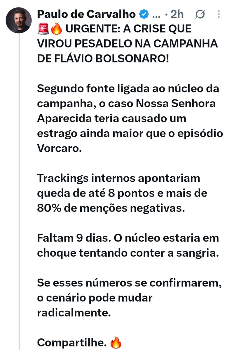 JaniValverde13's tweet photo. 🚨O DESESPERO BATEU?! 🚨
Segundo informações de bastidores, o caso de Nossa Senhora Aparecida teria provocado uma crise na campanha de Flávio Bolsonaro!
E, enquanto a polêmica cresce, a campanha quer censurar quem publicou sobre o assunto!

FLÁVIO BOLSONARO QUER CENSURAR A POPULAÇÃO?!
Que liberdade de expressão seletiva é essa?! 😂🇧🇷

FLÁVIO BOLSONARO CENSUROU NOSSA SENHORA
