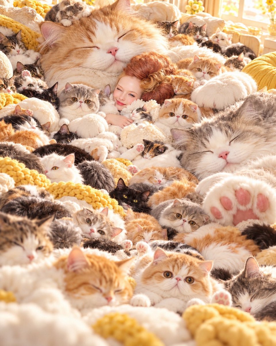 coffeetime2022's tweet photo. 2,222フォロワーになりました🐈🐈🐈🐈
(スクショ撮れず😂)ﾆｬﾝﾆｬﾝﾆｬﾝﾆｬﾝ💛
ありがとうございます😭✨✨
2が並びすぎたので、今日はもう猫です🐈‍⬛
ただただ猫に埋もれて幸せになる
「猫まみれプロンプト」置いておきます🤣
普通の猫まみれではありません。
巨大猫もいます🫶 https://t.co/bKDGZVbWi5