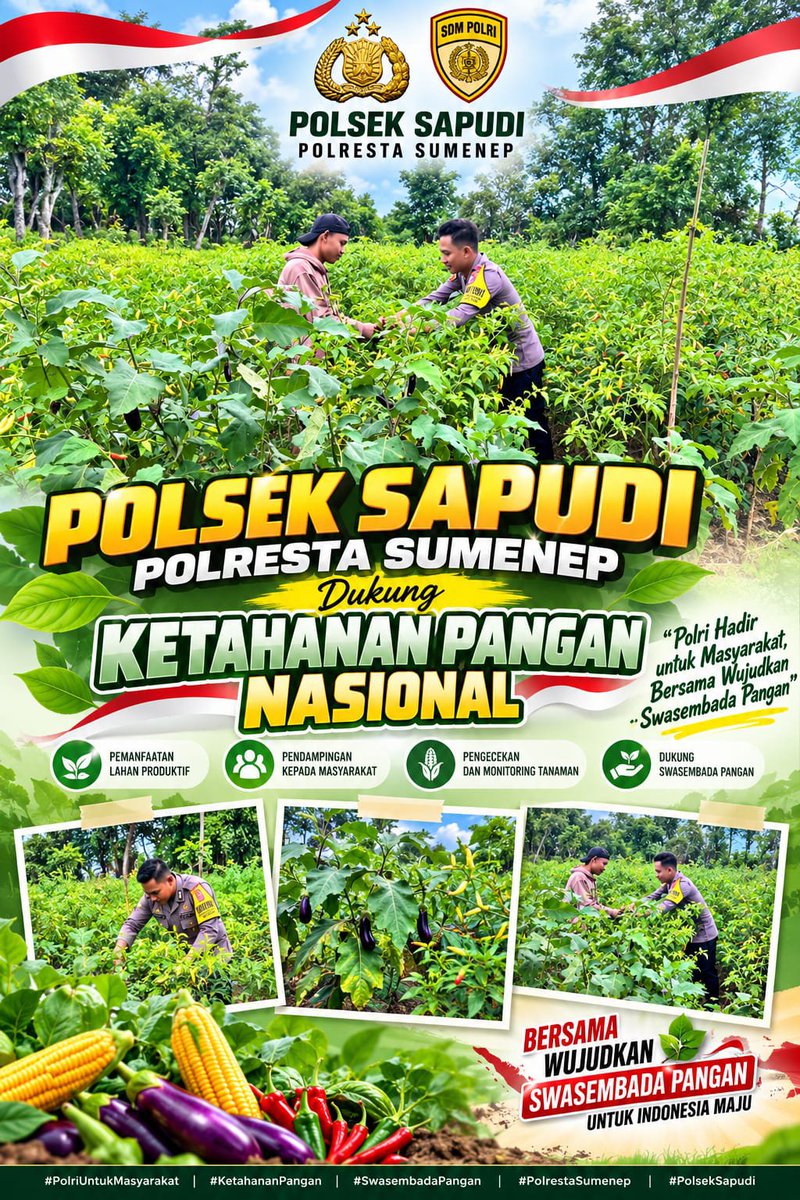 PPrenduan4122's tweet photo. #astacita
#polripresisi
#polriuntukmasyarakat
#swasembadapangan
#ketahananpangan
#ketahananpanganpoldajatim
#divhumaspolri
#birosdmpoldajatim #bidhumaspoldajatim
#polrestasumenep
#kabupatensumenep https://t.co/RloLi7MzXb