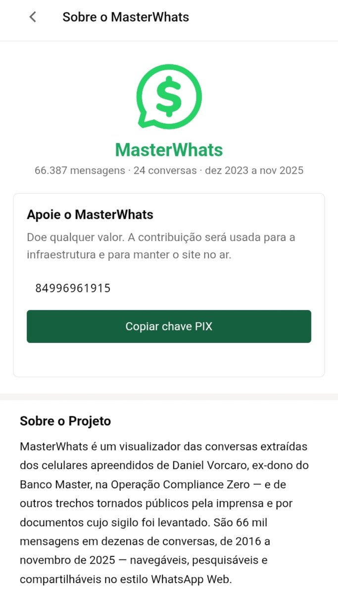 1uc4s_m1theus's tweet photo. Novidades no MasterWhats: novas conversas de Ciro Gomes e Davi Alcolumbre, mais fotos na área de mídia, novos termos e redirecionamento para o domínio .com em caso de instabilidade no .com.br.

Apoie o projeto via Pix na seção Sobre! https://t.co/4KV5OD2rTM