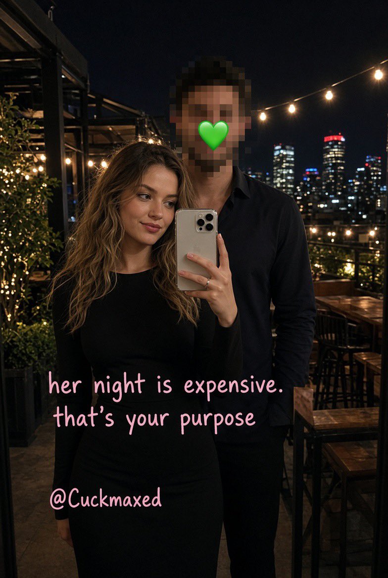 cuckmaxed's tweet photo. Her night is expensive.
That’s your purpose.
Rooftop.
City.
His arm around her.
You’re not in the photo.
You’re on the invoice.
That’s the only reason you’re still in the loop.
Cover it.
Stay home. 🐷💸
#Findom #Cuck #Cuckold #Gooning #Femdom #Humiliation #AlphaCouple https://t.co/TLVMtQVeTf