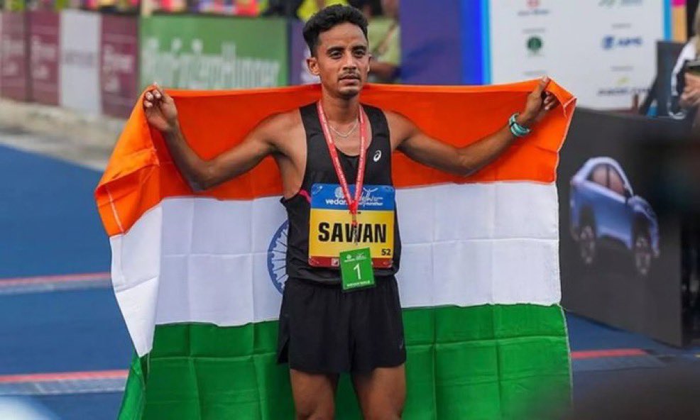 TheKhelIndia's tweet photo. SAWAN BARWAL WINS THE HISTORIC SILVER MEDAL AT ASIAN GAMES 2026! 🥈

India’s First Asian Games Men’s Maratahon Medal in 44 Years 🇮🇳

Broke the National Record clocking 2:11:37 

WHAT A INSANE RUN!!!! 🔥🔥🔥 https://t.co/52OpBq7152
