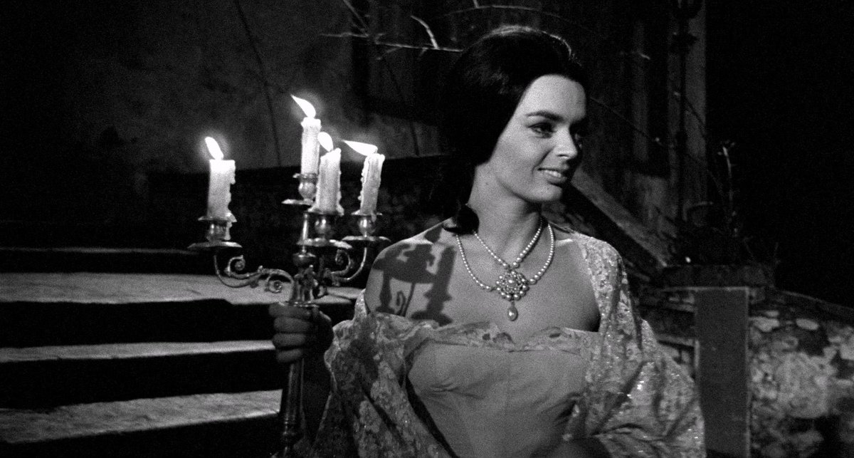 SBRadachi's tweet photo. Barbara Steele will lead you down a shadowy corridor by light of candelabra. https://t.co/H7mKuiQG0y