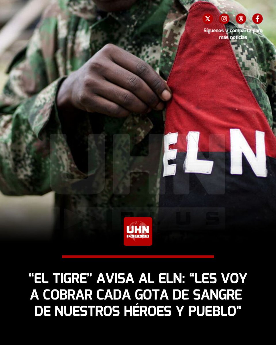 UHN_Plus's tweet photo. 🇨🇴‼️ | “Les voy a cobrar cada gota de sangre de nuestros héroes y del pueblo colombiano”, sentenció el Presidente Abelardo de la Espriella tras el asesinato del intendente César Rodríguez y el auxiliar Brian Lizarazo en Ábrego, Norte de Santander. El mandatario ordenó la captura inmediata de los responsables y apuntó directamente a los frentes del grupo narcoterrorista ELN.