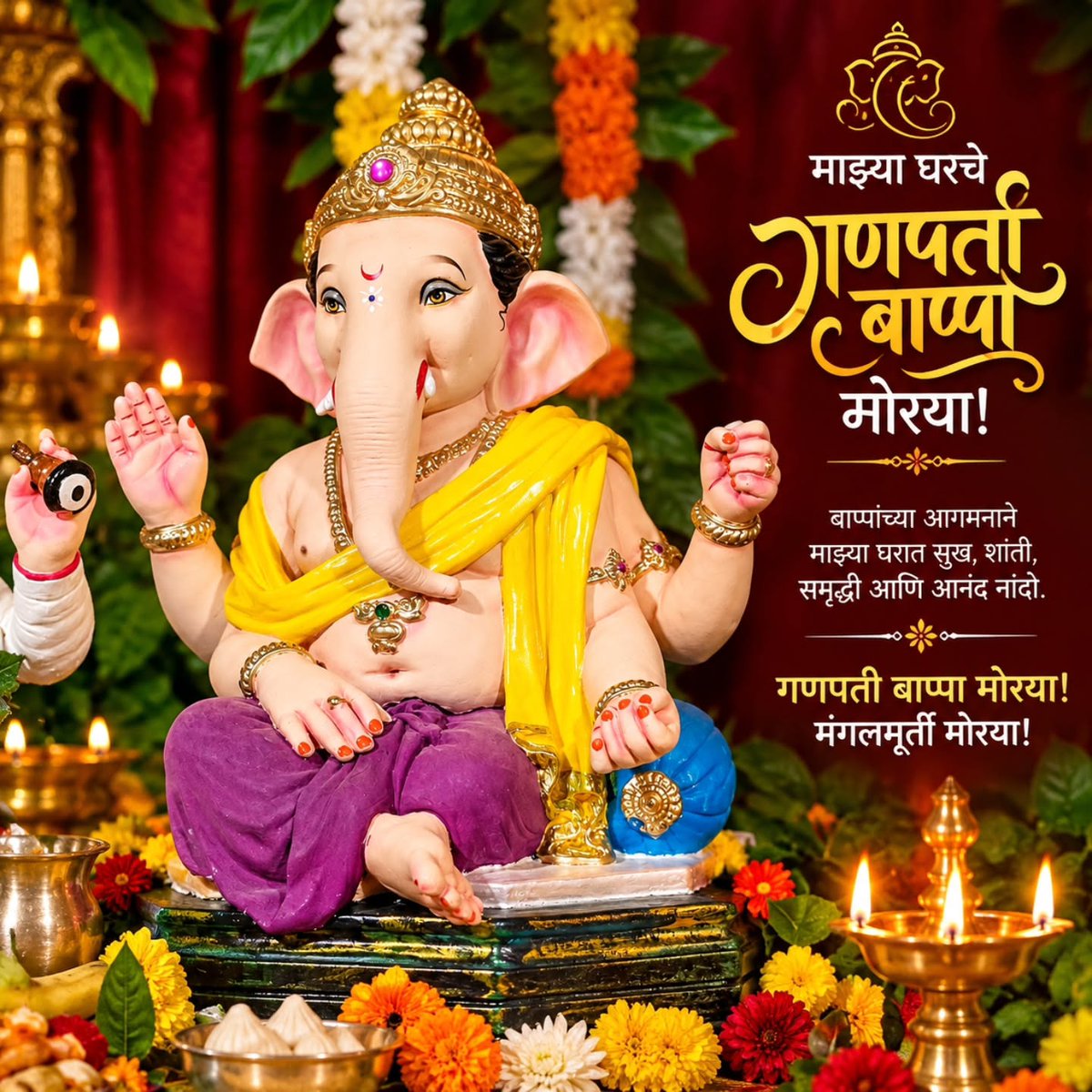 harperjacksone2's tweet photo. My beloved home Ganpati... Ganpati Bappa Morya, Mangalmurti Morya... https://t.co/G3qiXZh8ES