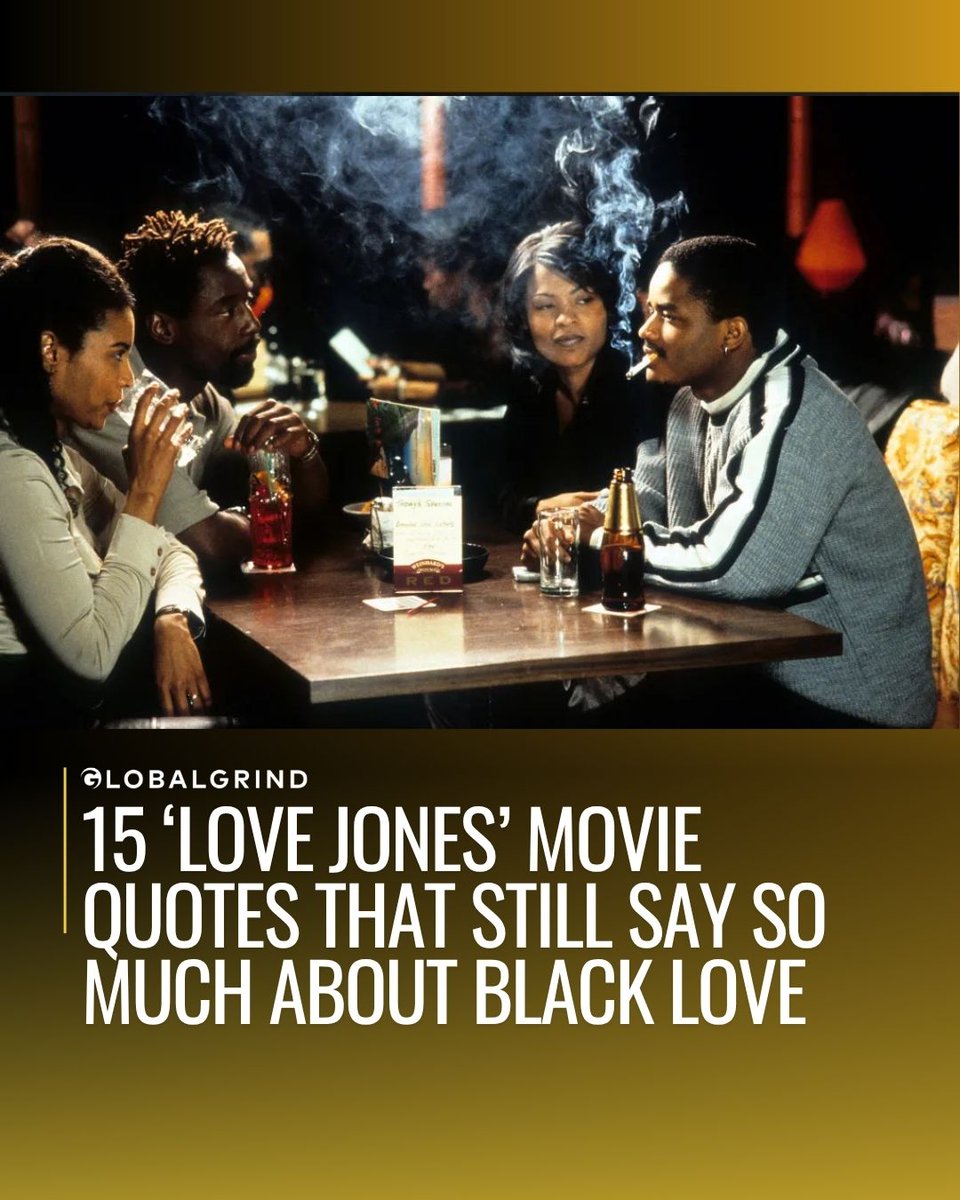 GlobalGrind's tweet photo. Love Jones gave Black love a language. Check out 15 Love Jones movie quotes that still say so much about Black love inside.

More on #GlobalGrind.com 
📸: Getty https://t.co/8zmeDgyelf