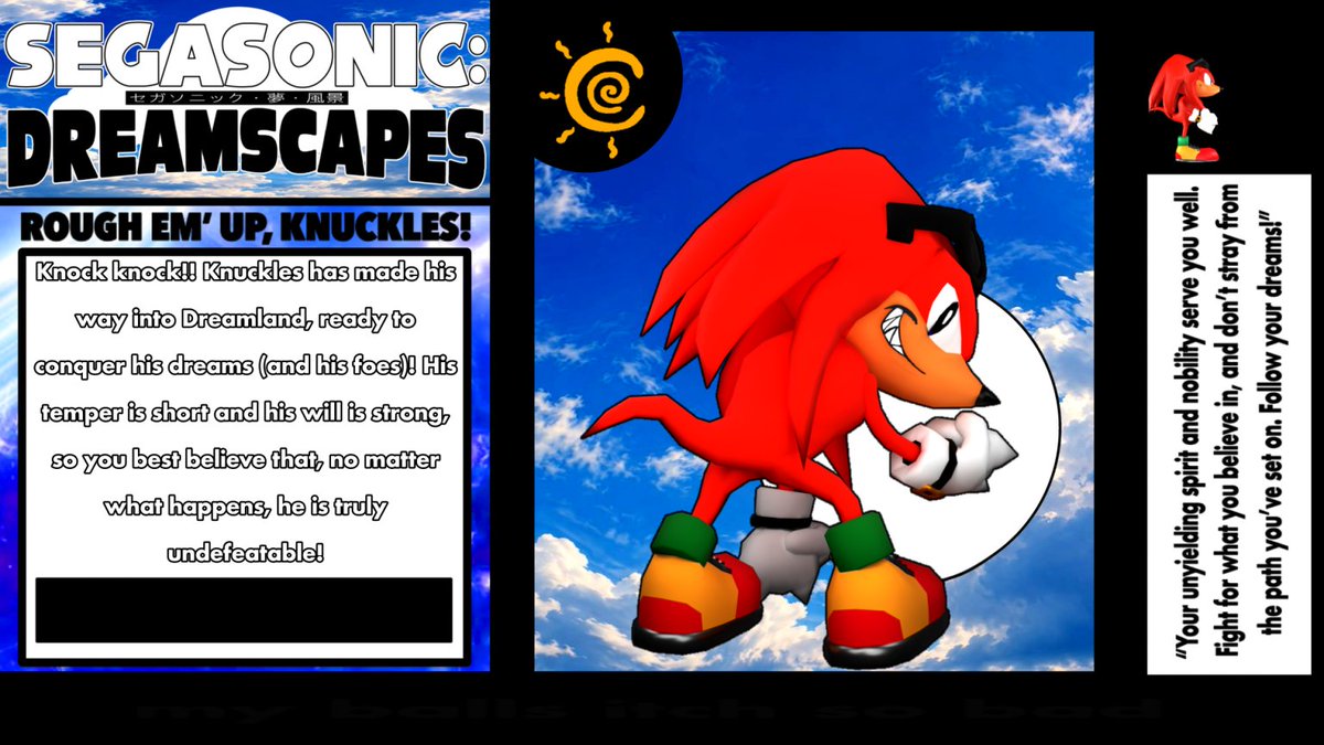 SS_DR3AMSCAPES's tweet photo. ROUGH EM' UP!

Knuckles The Echidna DREAMER model reveal.

Follow Your Dreams!

#sonicdreamcake https://t.co/m29DHaZ7qD