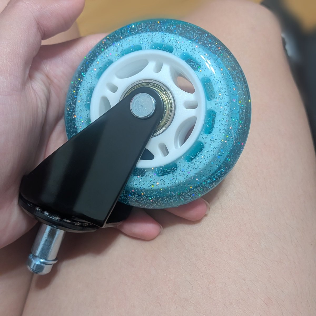 liezarria's tweet photo. Finally caved and bought new wheels for my chair cause Estelle suddenly started getting interested in the plastic that came off the old default ones and OH MY GOD. THE CHAIR GLIDES SO FUCKING SMOOTH AND EASY IM MAD AT MYSELF FOR NOT GETTING THEM SOONER! https://t.co/fIOiX6Cqy3